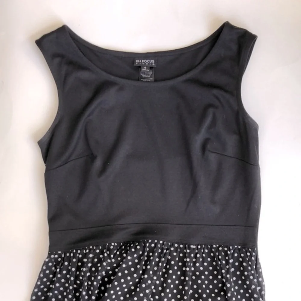 Enfocus Black and Polka Dot‎ MIDI Dress Size 6